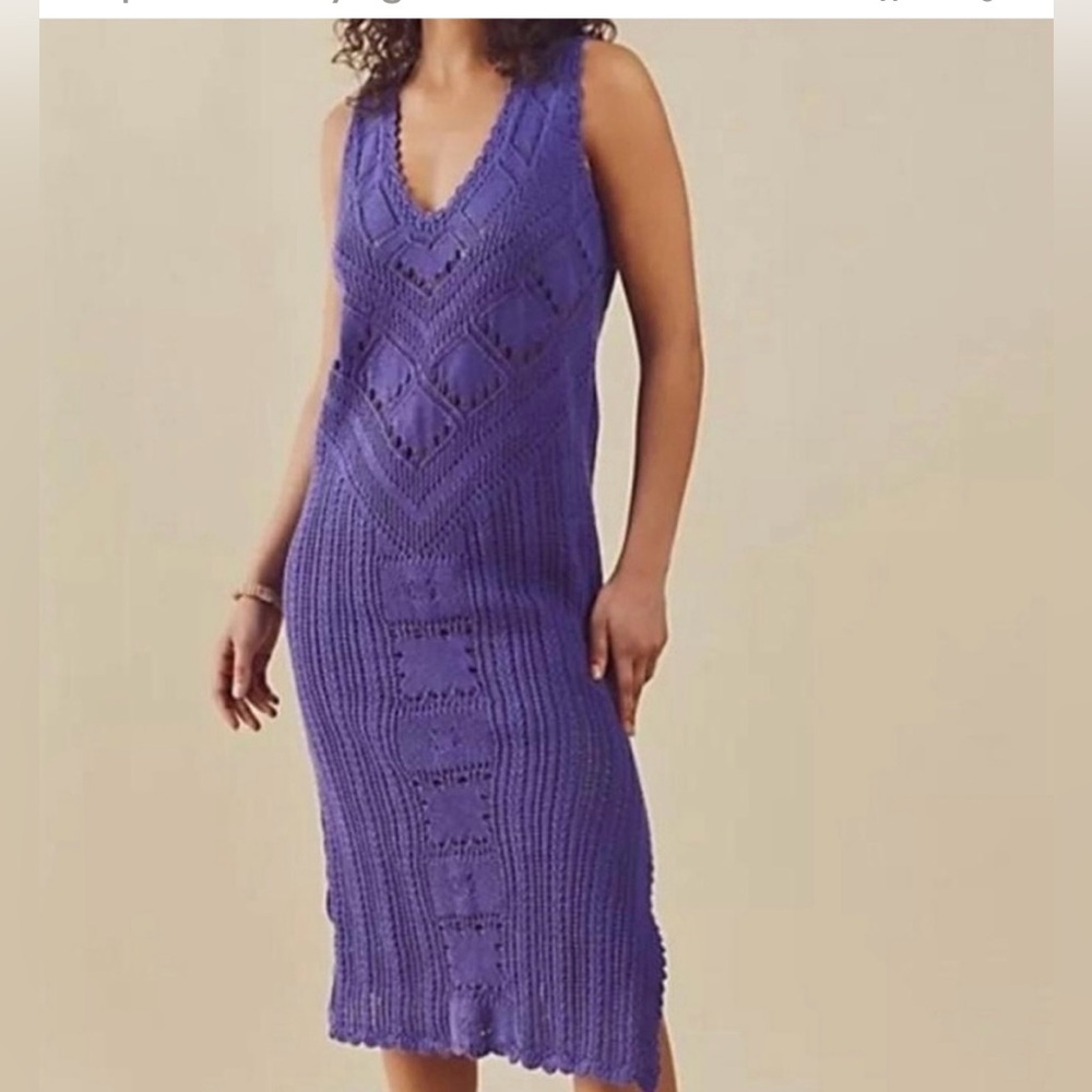 FREE PEOPLE Santorini Faucet Sleeveless Sweater Dress Iris, M